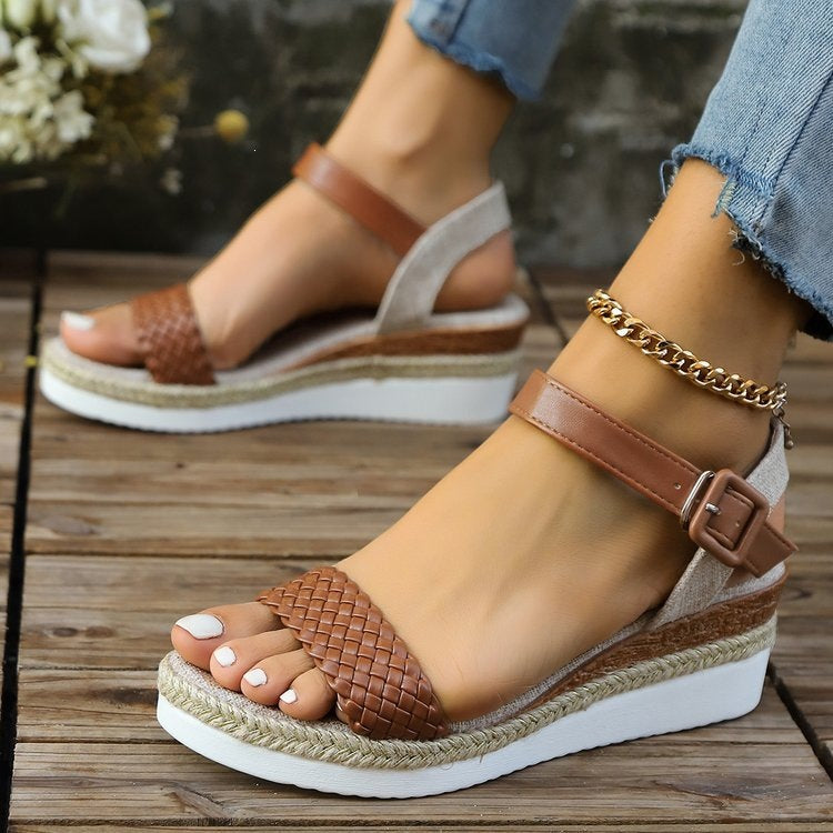 Damen Wedge-Sandalen mit geflochtenem Obermaterial und rutschfester Sohle