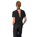 Damen Cropped Oberteil mit hochgeschlossenem Kragen und voluminösen Ärmeln R&B