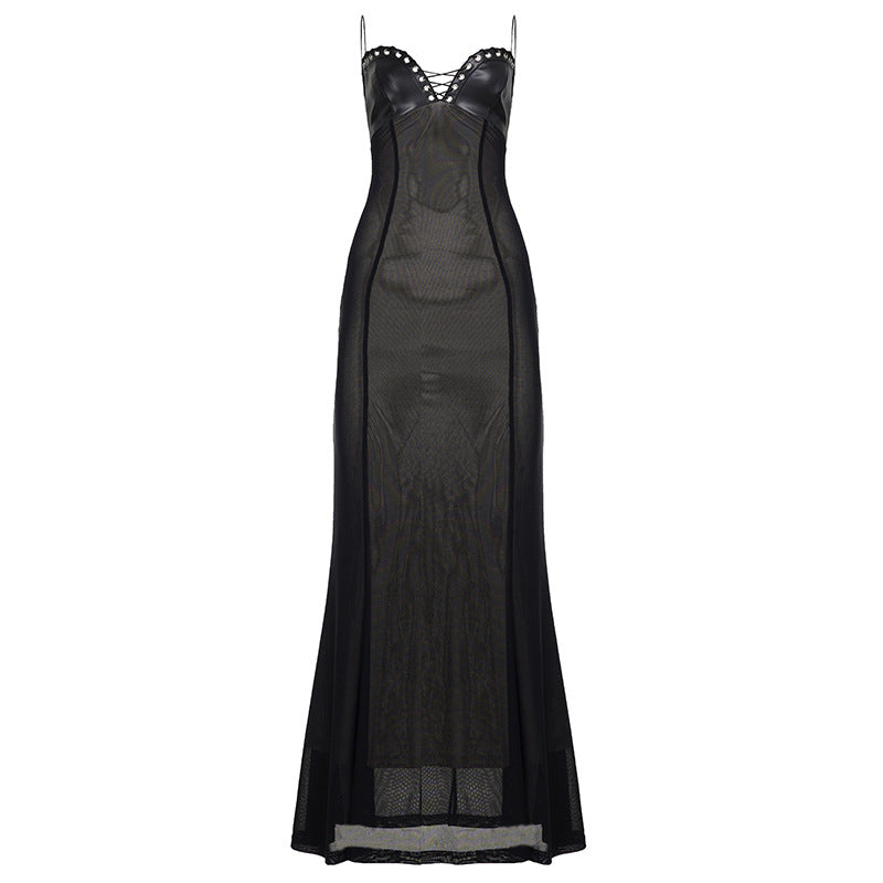 Damen Maxikleid mit verführerischem Spitzenoberteil und elegantem Schneid R&B