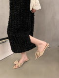Damen elegante Mules mit Schleifenakzenten R&B