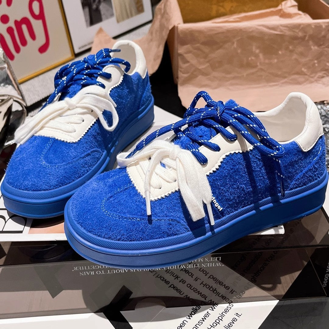 Damen modische Sneakers mit geflochtenem Obermaterial und kontrastierenden Schnürsenkeln R&B