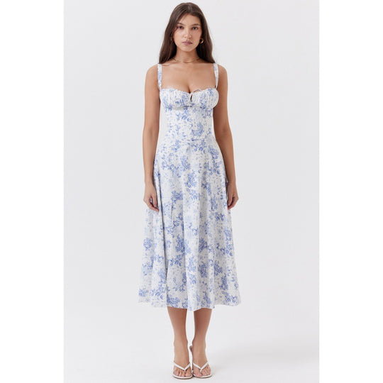 Damen Maxikleid mit floralem Design und elegantem Schlitz R&B