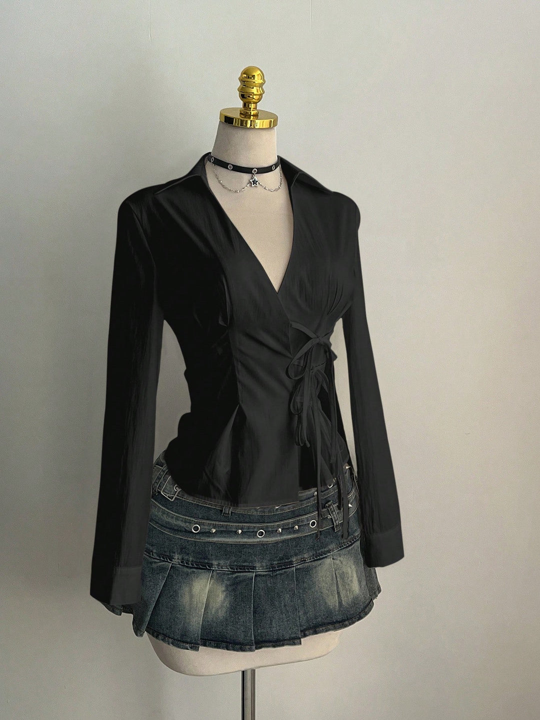 Damen Elegantes Wickeloberteil mit feinen Rüschendetails R&B