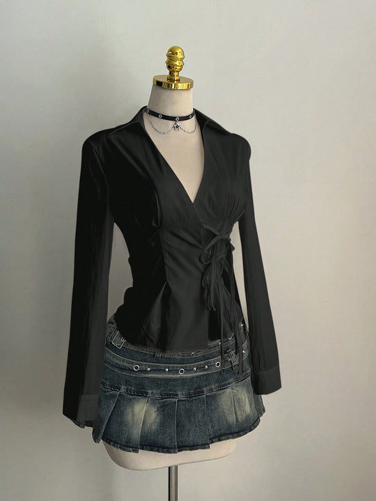 Damen Elegantes Wickeloberteil mit feinen Rüschendetails R&B