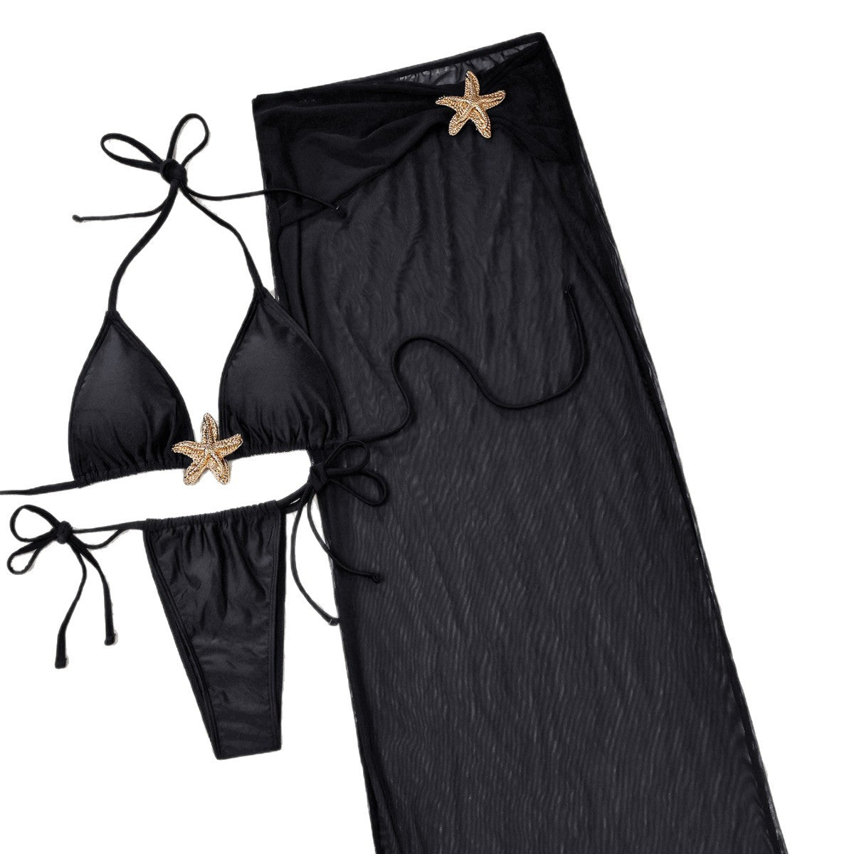 Damen Bikiniset mit transparentem Strandüberwurf