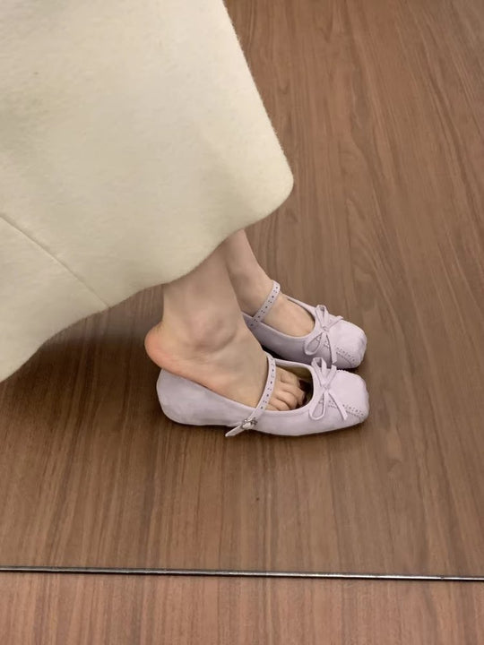 Damen elegante Ballerinas mit dekorativen Schleifen und komfortablem Riemchen R&B