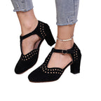 Damen Elegante Pumps mit perforierten Details und komfortablem Blockabsatz R&B