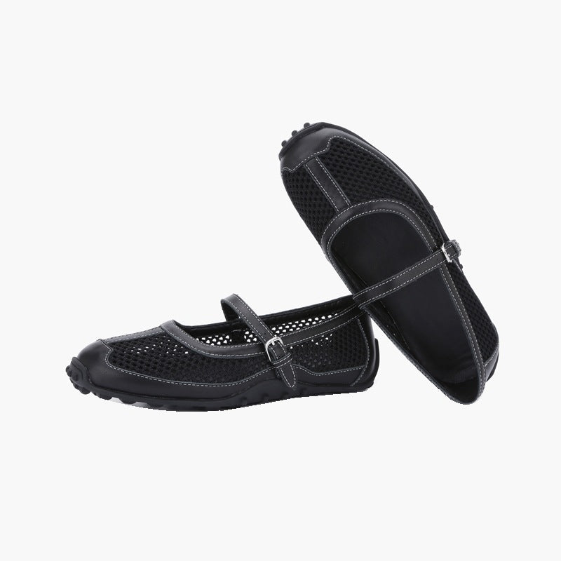 Damen Ballerinas mit elegantem Riemchen und atmungsaktivem Obermaterial