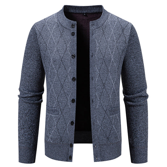Herren Strickjacke mit modernem Rautenmuster R&B