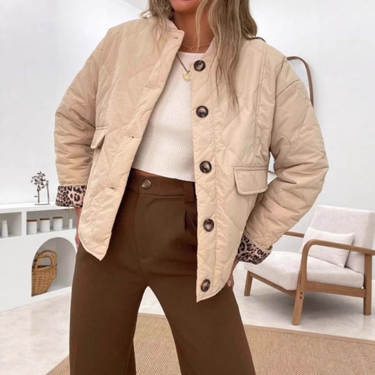 Damen Steppjacke mit leopardemuster Detail R&B