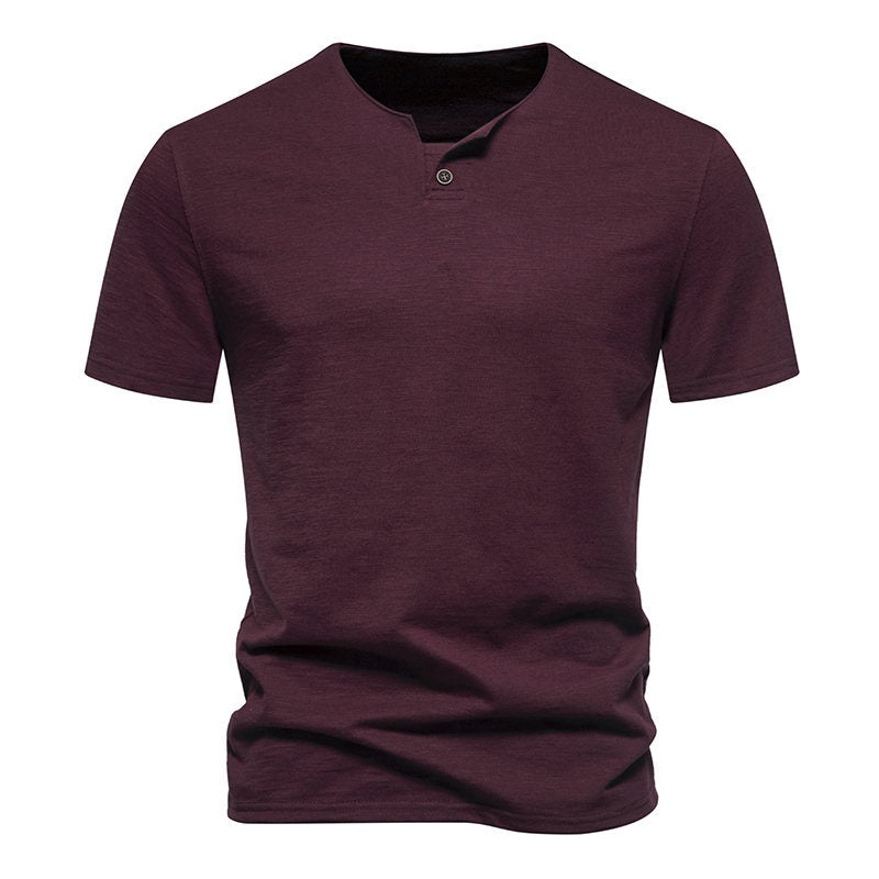 Herren Kurzarm-Henley-Shirt mit elegantem Knopfdesign R&B