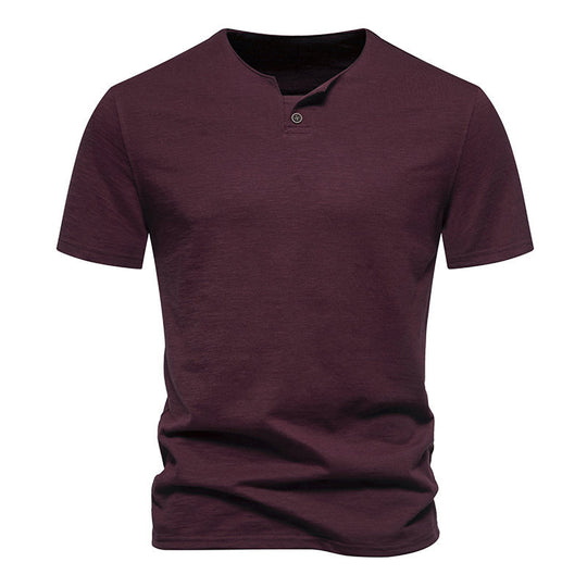 Herren Kurzarm-Henley-Shirt mit elegantem Knopfdesign R&B