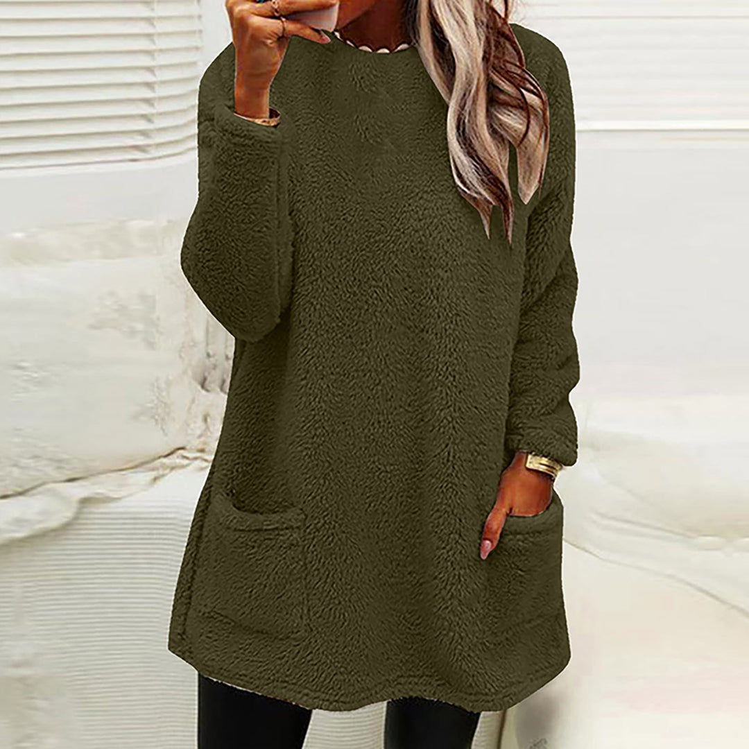 Damen Kuscheliger Fleece-Pullover mit praktischen Taschen und weitem Schnitt R&B