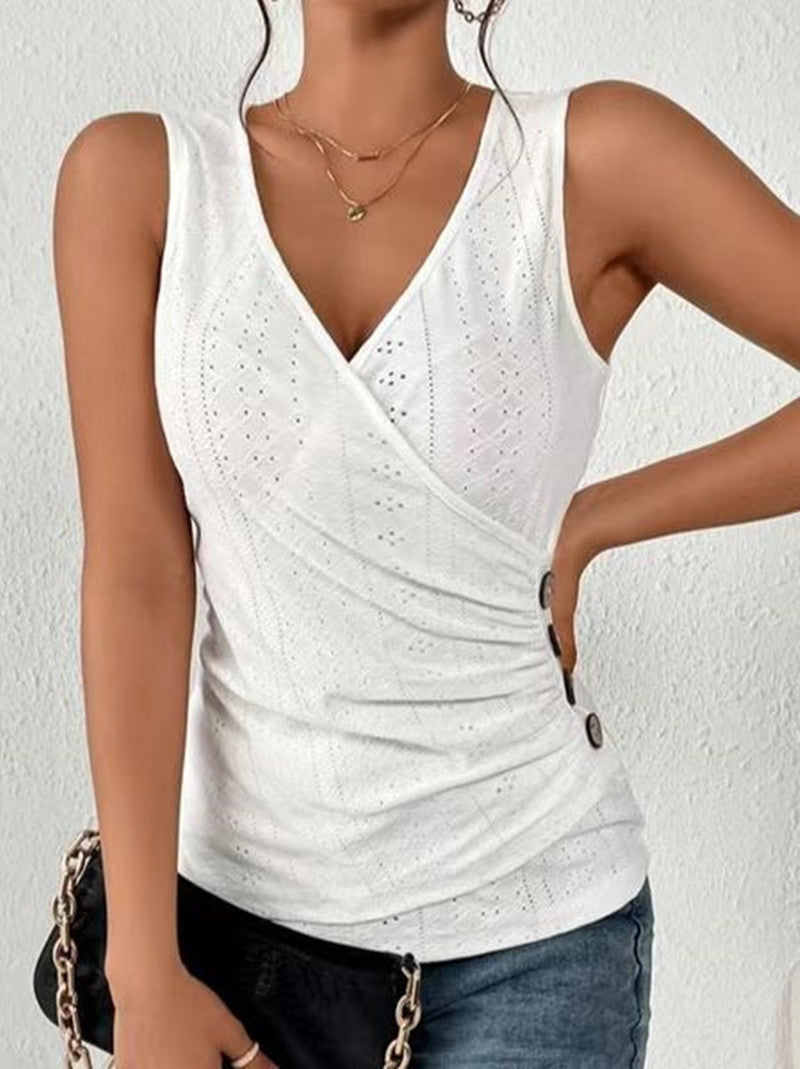 Damen Wickeloberteil mit dekorativem Knopfdetail und trendiger Strickstruktur R&B