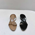 Damen elegante Zehensteg-Sandalen mit modischem Riemendesign und komfortablem Absatz R&B