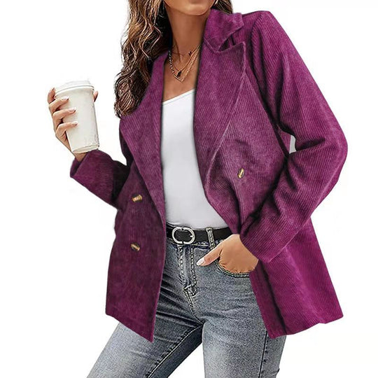 Damen Cordjacke im modernem Schnitt mit schickem Revers und zwei praktischen Taschen R&B