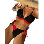 Damen Triangel-Bikini mit verstellbaren Trägern und sportlichem Rüschendesign R&B