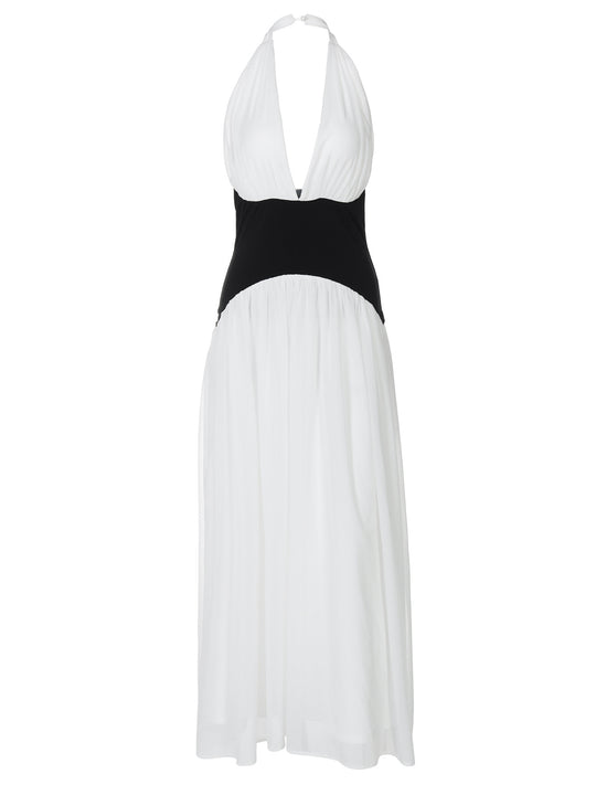 Damen Maxikleid mit tiefem V-Ausschnitt und elegantem Wickel-Design R&B