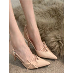 Damen elegante Slingback Pumps mit zarten Schleifenverzierungen R&B