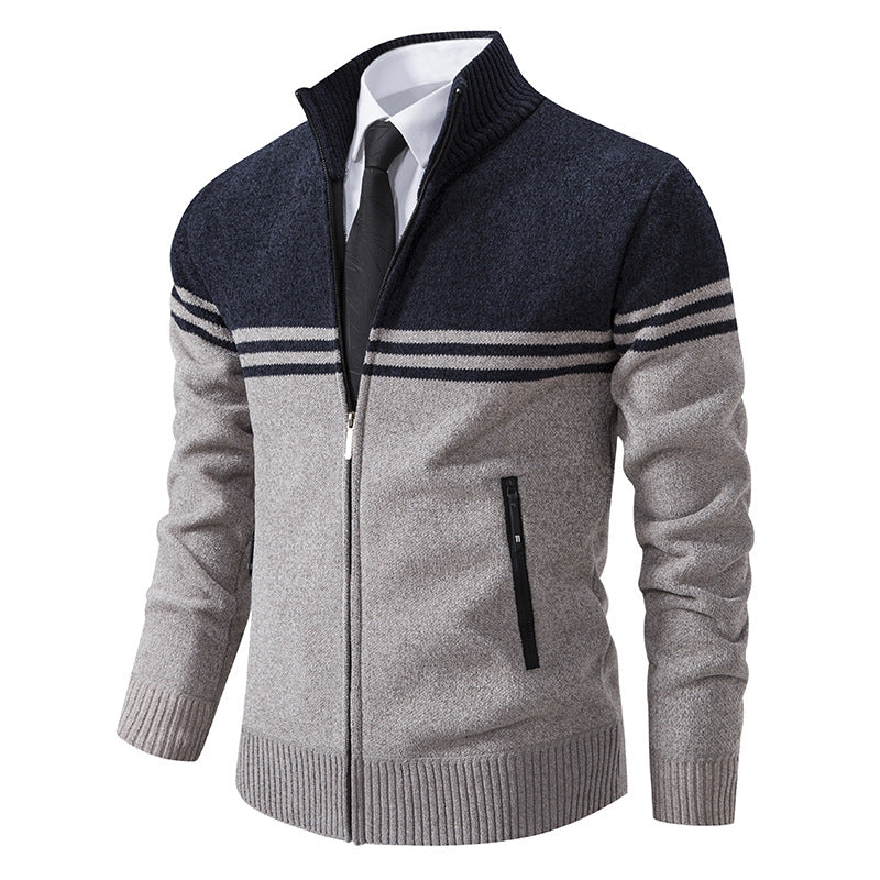 Herren stylische Freizeitjacke mit hohem Kragen und moderner Zipper-Detailierung R&B