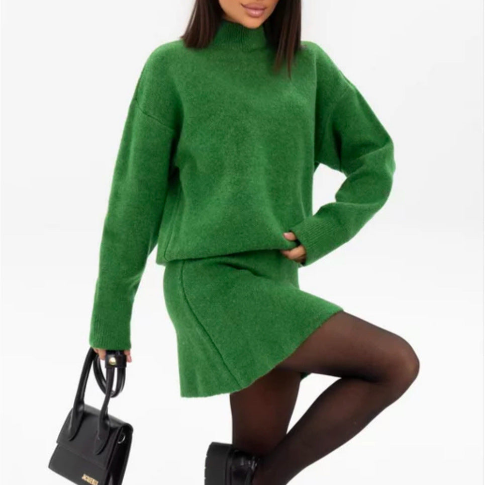 Damen bequemer Strickpullover mit überschnittenen Schultern und modischem Saum