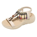Damen modische Sandalen mit dekorativen Perlen und ergonomischem Fußbett