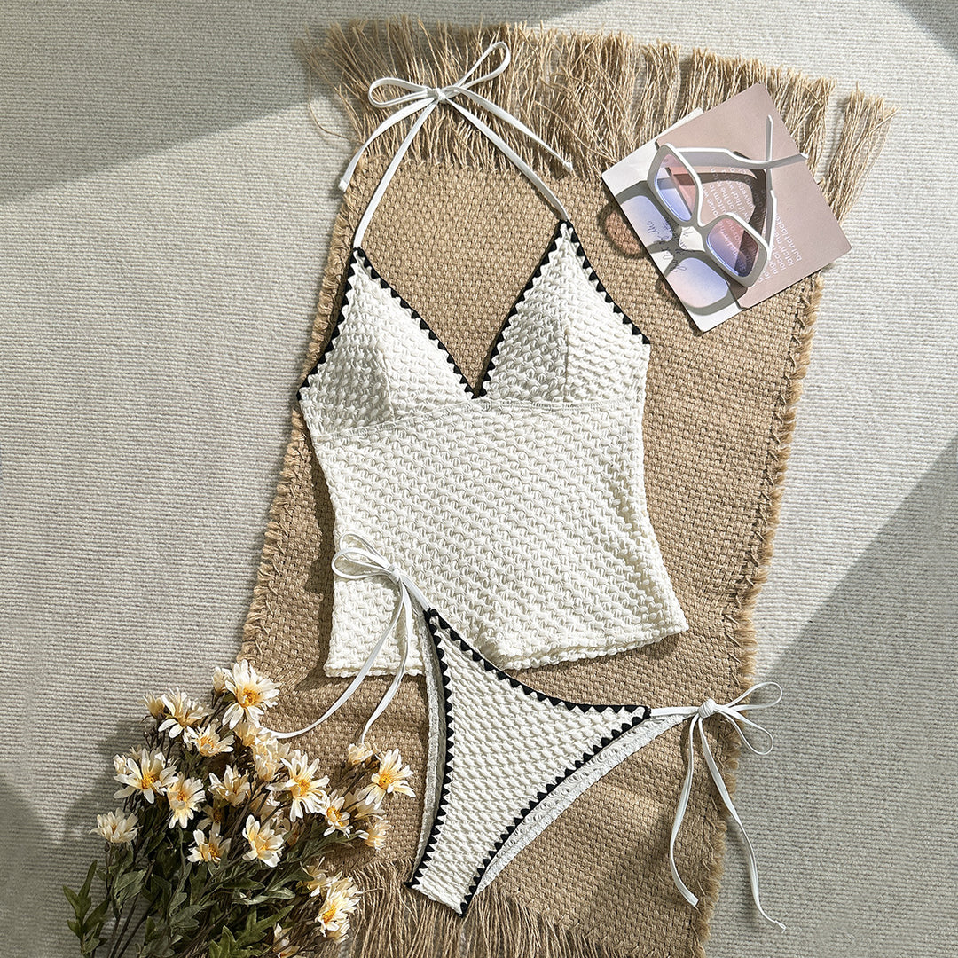 Damen Häkelbikini-Set mit modischem V-Ausschnitt R&B
