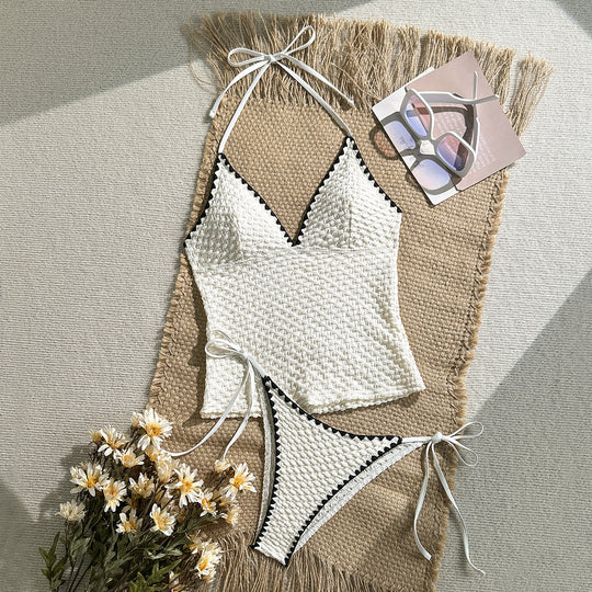 Damen Häkelbikini-Set mit modischem V-Ausschnitt R&B