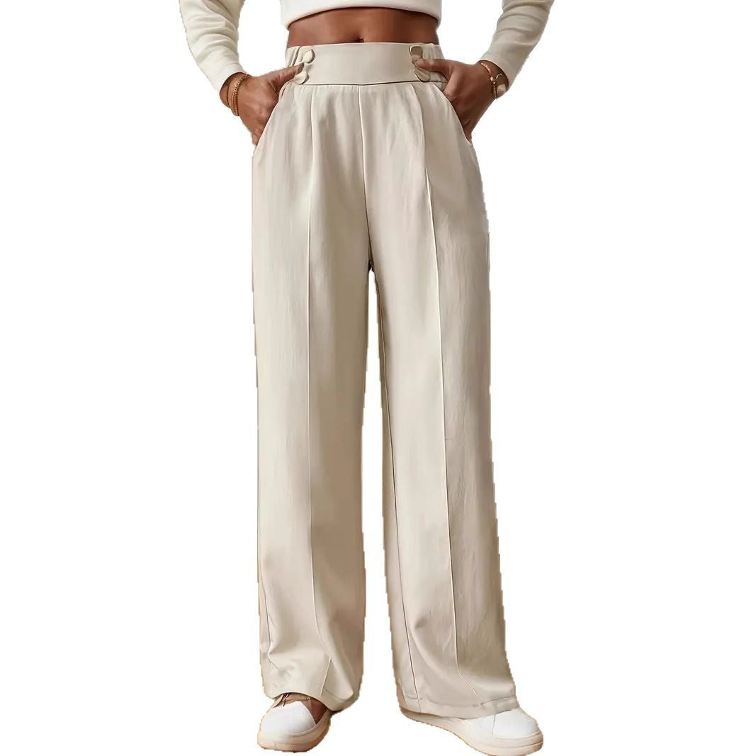 Damen Elegante und luftige Hochbundhose mit weitem Bein und praktischen Taschen R&B