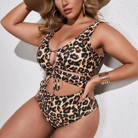 Damen gemusterter Einteiler-Badeanzug mit Cut-Out-Design R&B