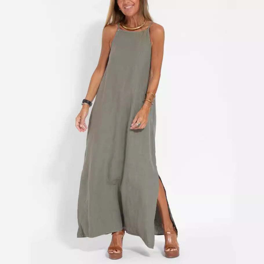 Damen Maxi-Kleid mit elegantem Schnitt und feinen Trägern R&B