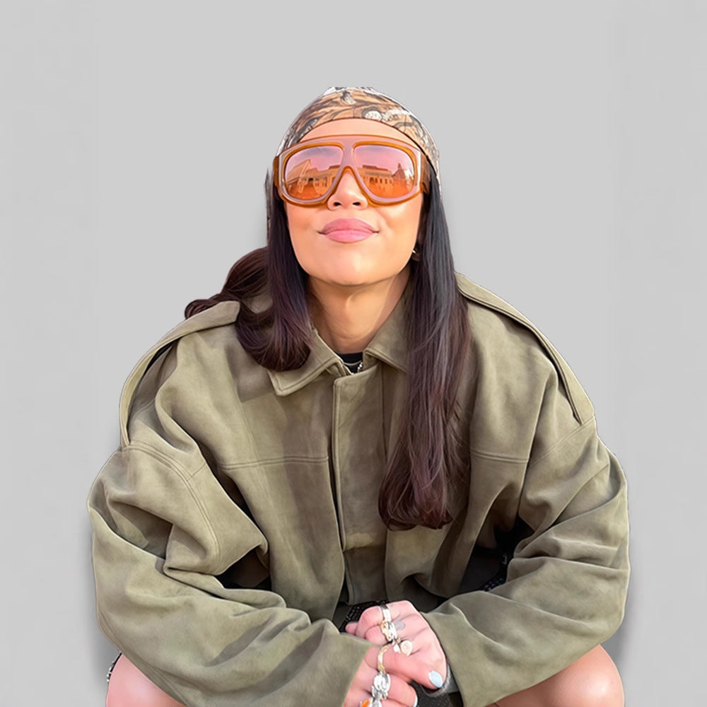 Damen modische kurz geschnittene jacke mit geschmeidiger Textur R&B