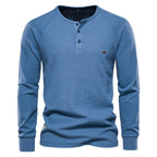 Herren Langarm-Henley-Shirt mit strukturierter Oberfläche und modischer Knopfleiste