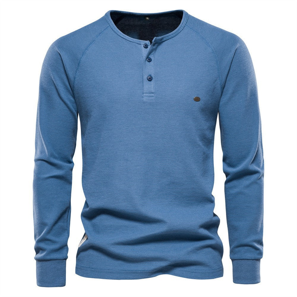Herren Langarm-Henley-Shirt mit strukturierter Oberfläche und modischer Knopfleiste
