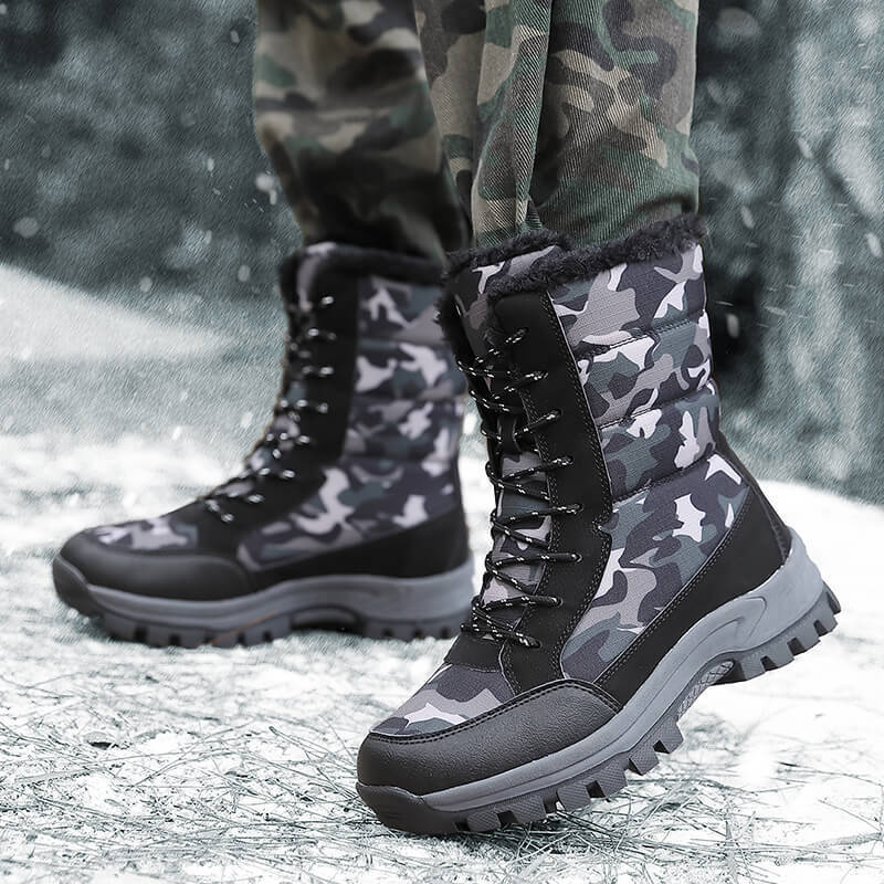 Damen Camouflage Winterstiefel mit isoliertem Futter und rutschfester Sohle
