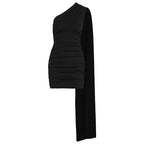 Damen Figurbetontes Kleid mit asymmetrischem Ärmel und elegantem Schnitt R&B