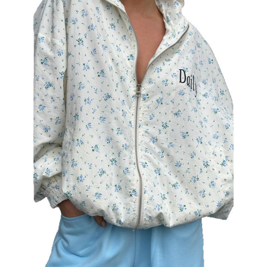 Damen lässige Oversized-Jacke mit floralen Muster R&B