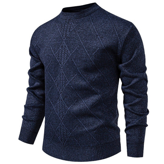 Herren Feiner Strickpullover mit strukturiertem Zopfmuster und Rundhalsausschnitt R&B