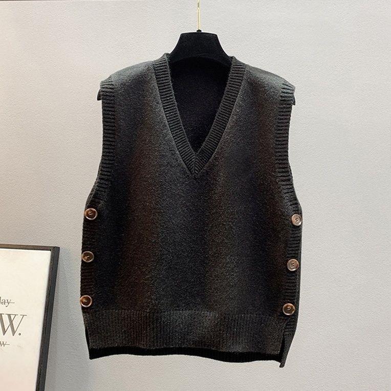 Damen Strickweste mit V-Ausschnitt und Knopfdetails R&B