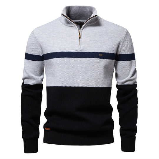Herren Pullover mit Stehkragen und Zipper R&B