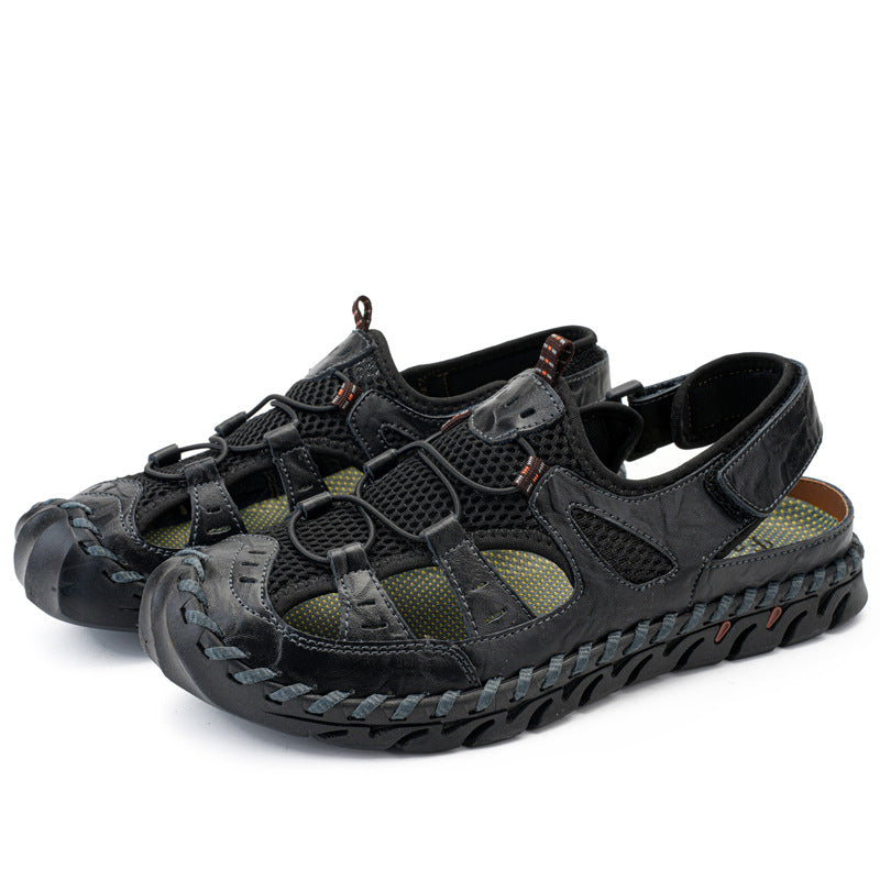 Damen Sportliche Leder-Sandalen mit atmungsaktiven Einsätzen und rutschfester Sohle R&B