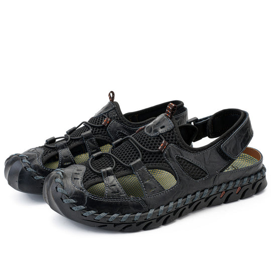 Damen Sportliche Leder-Sandalen mit atmungsaktiven Einsätzen und rutschfester Sohle R&B