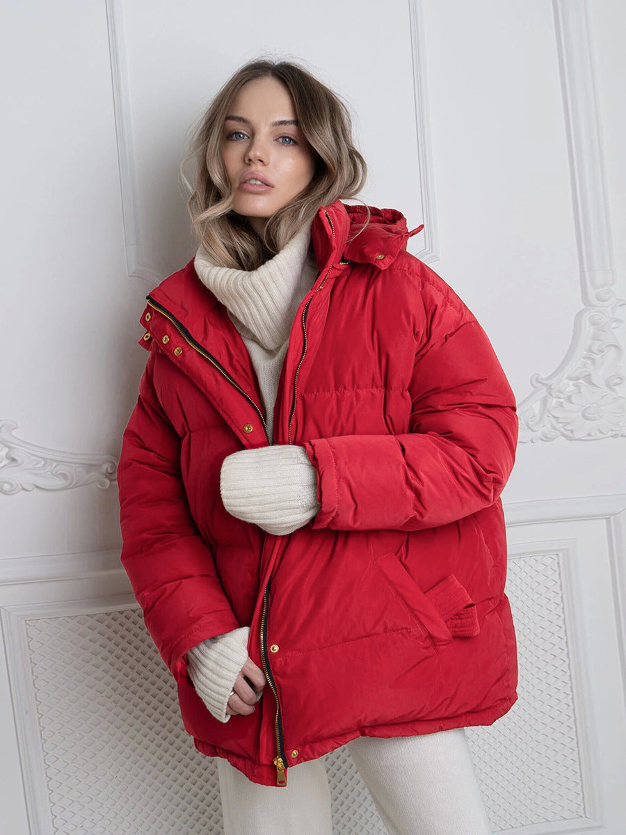 Damen Wattierte Jacke mit Kapuze und seitlichen Taschen R&B