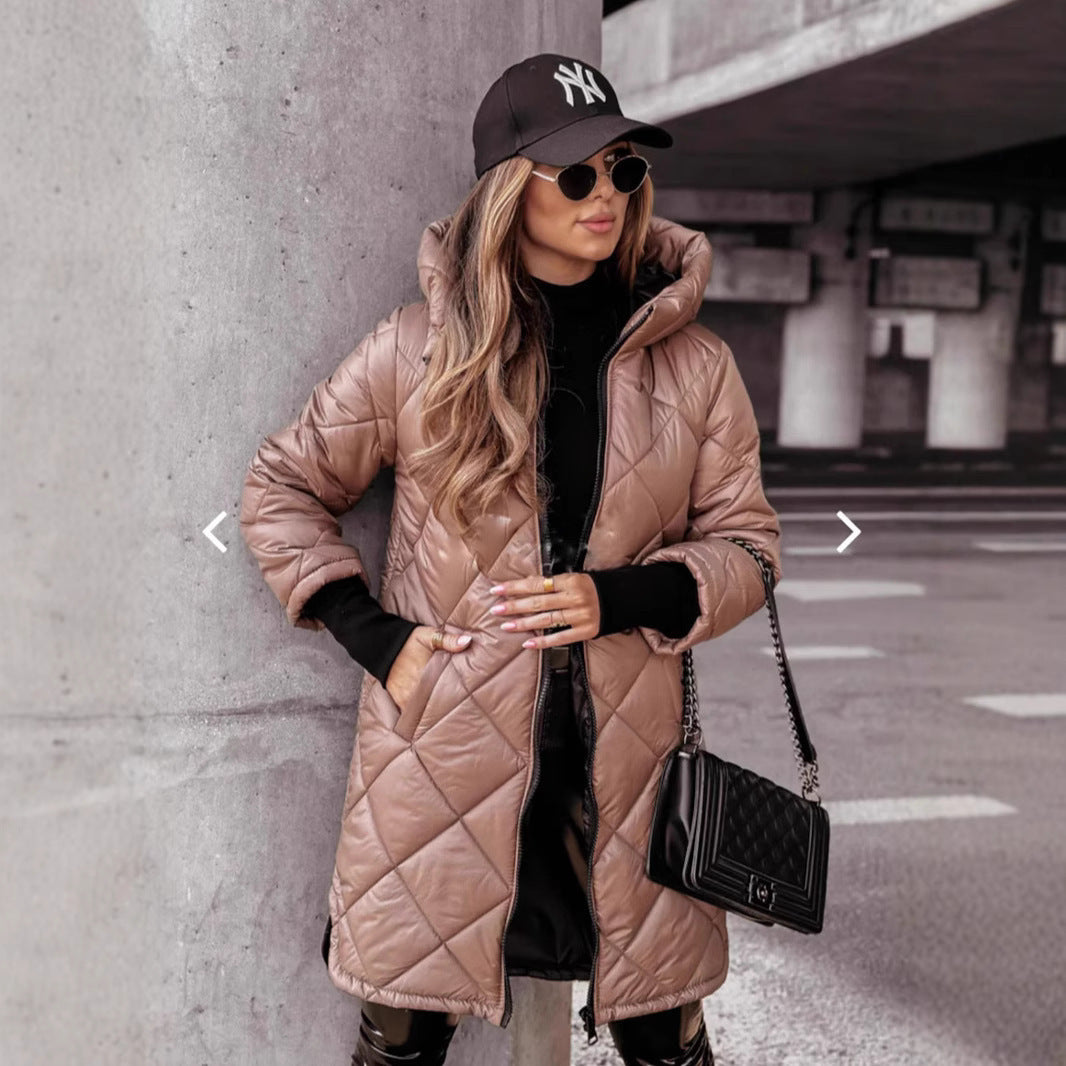 Damen Lässige Steppjacke mit Kapuze und praktischen Taschen R&B