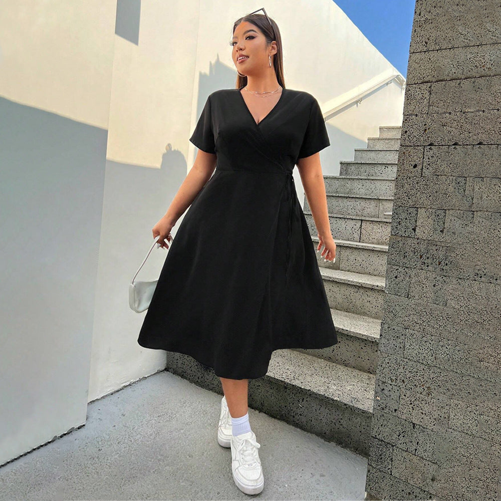 Damen Wickelkleid mit elegantem Schlitz und taillierter Silhouette R&B