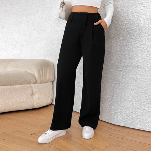 Damen Hochtaillierte weite Stoffhose R&B