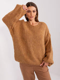 Damen gemütlicher Oversize-Strickpullover mit voluminösen Ärmeln und strukturiertem Design R&B