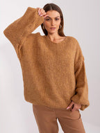 Damen gemütlicher Oversize-Strickpullover mit voluminösen Ärmeln und strukturiertem Design R&B