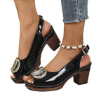 Damen Plateau-Pantoletten mit modischen Transparent-Details und eleganter Schnalle R&B