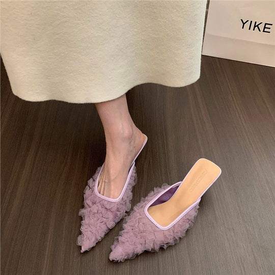 Damen elegante Mules mit rüschendem Design R&B